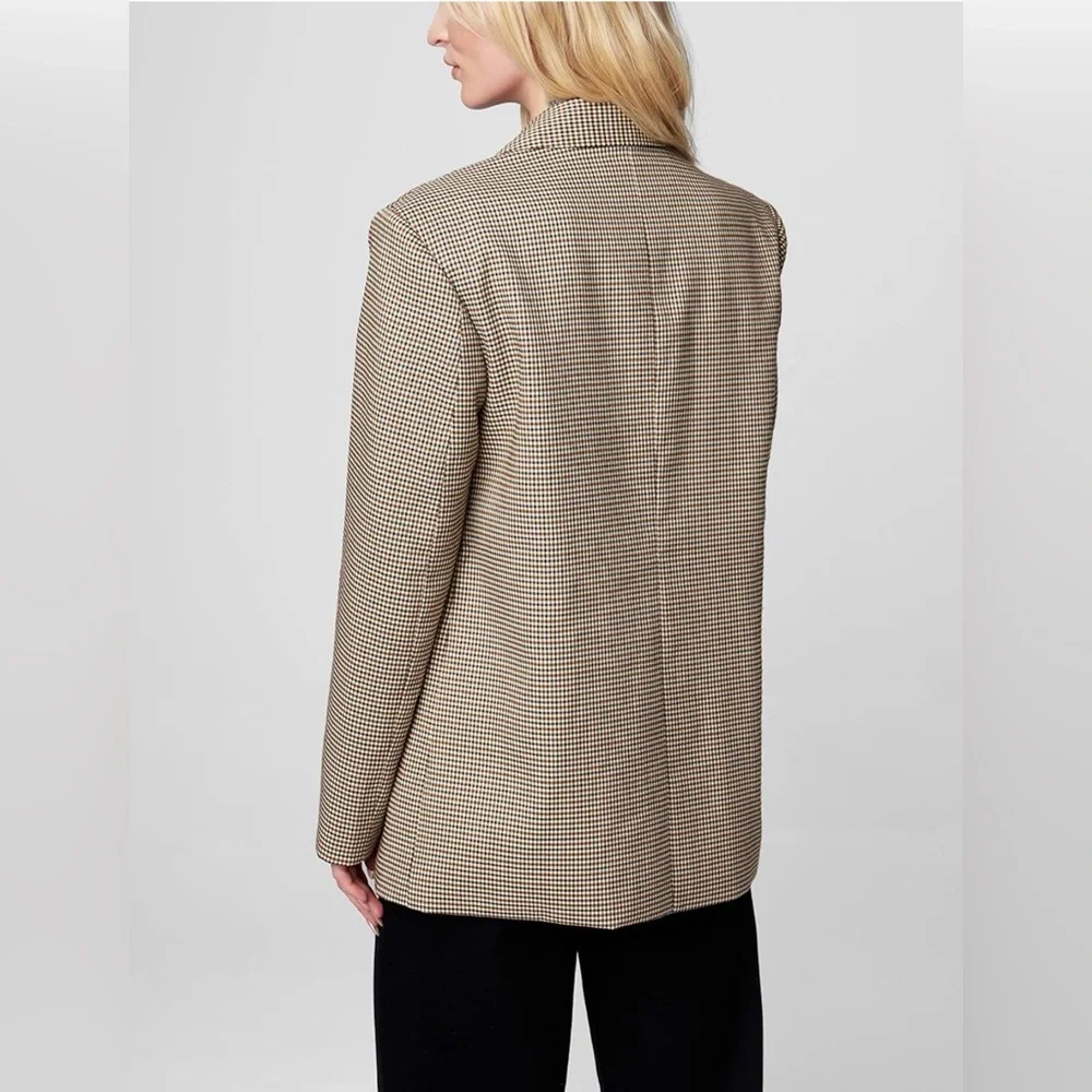 BLANKNYC Houndstooth Double Breasted Blazer Jacket Brown Check Size L
